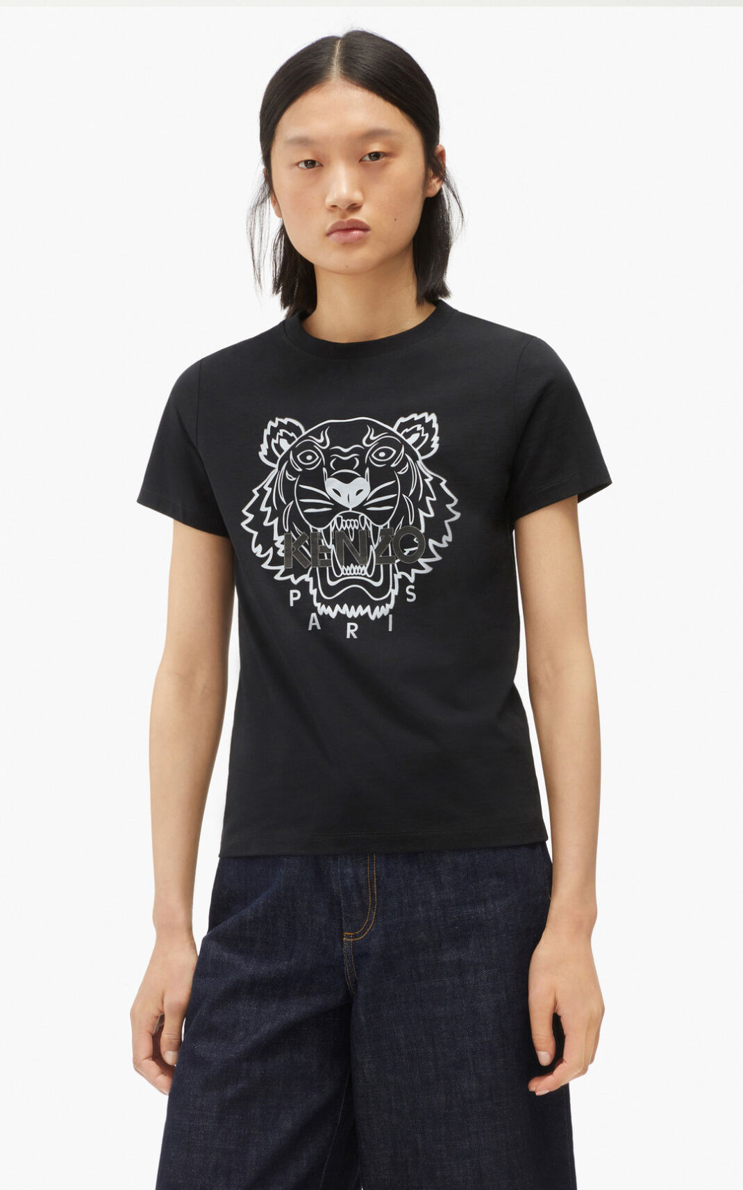 T Shirt Kenzo Femme The Hiver Capsule Tiger Noir TVIXL-9248